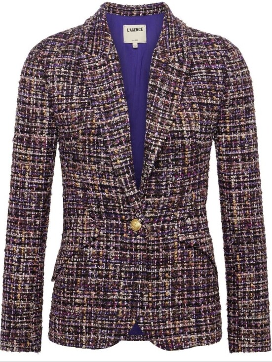 L'AGENCE Jackets & Blazers - Nwt L'AGENCE Chamberlain Purple Multi Tweed Single-Button Blazer Size 8
